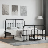 Bed Frame Black Powder-Coated Steel Double Bed Frame 352594