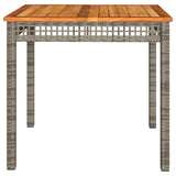 Garden Table Grey 80x80x74 cm Poly Rattan Acacia Wood 366274