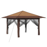 Gazebo with 4 Sidewalls 3.3 x 3.3 m Beige and Brown 42036813