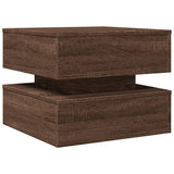 ZNTS Coffee Table with LED Lights Brown Oak 50x50x40 cm 839860