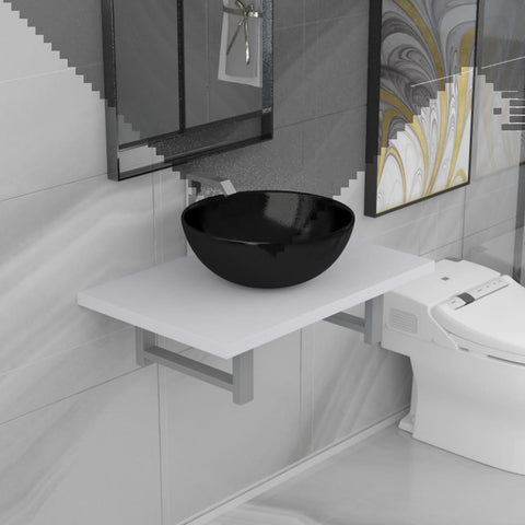 ZNTS Two Piece Bathroom Furniture Set Ceramic White 279342