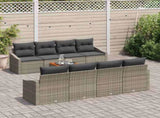 Garden Sofa Set with Cushion 9 pcs Grey Poly Rattan 3347804