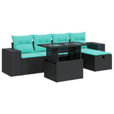6 Piece Garden Sofa Set with Cushions Grey Poly Rattan Acacia 3327927