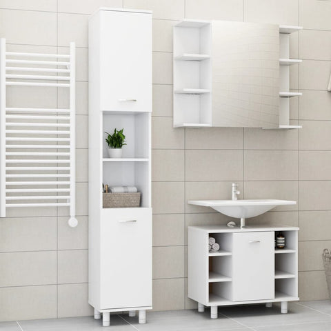 ZNTS 3 Piece Bathroom Furniture Set White Engineered Wood 3056952