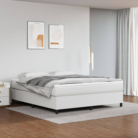 ZNTS Bed Frame without Mattress White Super King Faux Leather 3121219