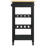 Kitchen Trolley MONZA Black 48 x 40 x 88.5 cm Solid Pine Wood 42027031