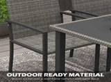 Outdoor Dining Set 5 Pieces Patio Conservatory with Tempered Glass Tabletop,4 Dining Chairs - Grey T3398P325285