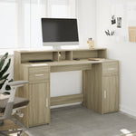 Desk with LED Lights Sonoma Oak 140x55x91 cm Engineered Wood 3309422