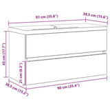 Bathroom Sink Cabinet Black Oak 90 x 39 x 62 cm Engineered Wood 3333146