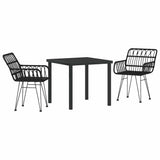 Garden Dining Set 3 pcs Black Powder-Coated Steel 3379184