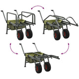 Fishing Trolley Green with 2 Wheels Powder-coated Steel 94870