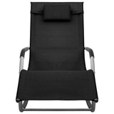 Sun Lounger Set of 2 Black and Grey Textilene Standard 310509