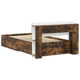 Bed Frame with Storage Smoked Oak 75 x 190 cm Engineered Wood 3433699