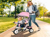 6 in 1 Kids Trike Push Bike w/ Push Handle, Canopy, 5-point Safety Belt, Storage, Footrest, Brake, T3398P347547