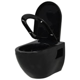 Wall-Hung Toilet with Concealed Cistern Ceramic Black 3054479