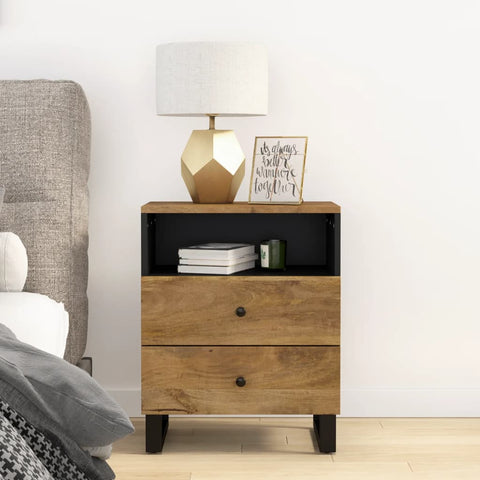 ZNTS Bedside Cabinet 50x33x62 cm Solid Wood Mango&Engineered Wood 350667