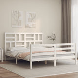 Bed Frame without Mattress White King Size Solid Wood 3194902