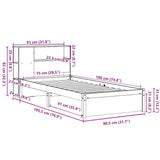 Bookcase Bed without Mattress White 75x190cm Small Single Solid Wood Pine 3322370