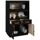 Highboard Black 67x40x108.5 cm Solid Wood Pine 820161