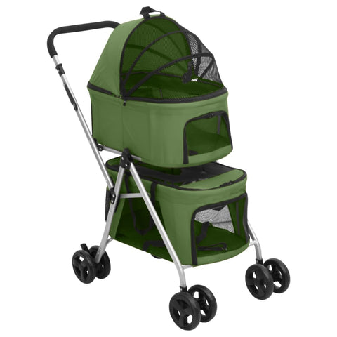 2-Layers Folding Dog Stroller Green 83x48x97 cm Oxford Fabric 172207