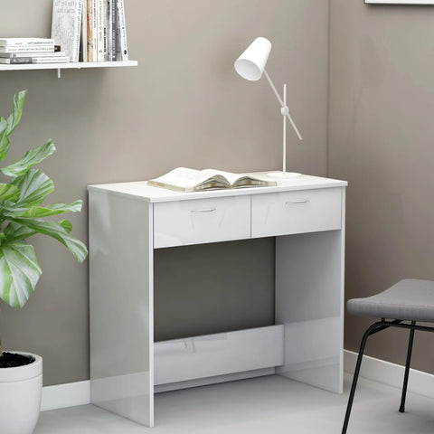 ZNTS Desk High Gloss White 80x40x75 cm Engineered Wood 801361