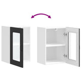 Kitchen Wall Cabinet with Glass Door Kalmar Black Engineered Wood 853528