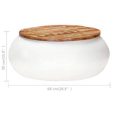 Coffee Table White 68x68x30 cm Solid Reclaimed Wood 323534