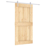 Sliding Door Natural and White 100 x 210 cm Solid Pine Wood 3444962