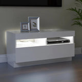 TV Cabinet with LED Lights High Gloss White 80x35x40 cm 804451