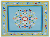 Coffee Table Turquoise Hand Painted Solid Wood Mango 353761