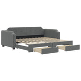 Daybed with Trundle&Drawers without Mattress Dark Grey 90x190 cm Single 3197710