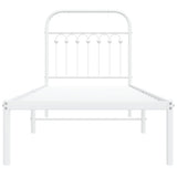 Metal Bed Frame without Mattress with Headboard White 75x190cm 376639
