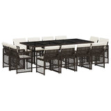 13 Piece Garden Dining Set with Cushions Brown Poly Rattan 3210861