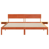 Bed Frame with Headboard Wax Brown 200 x 200 cm Solid Pine Wood 3385750