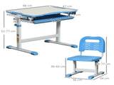 Kids Desk and Chair Set, Height Adjustable Student Writing Desk, Children School Study Table with T3398P347709