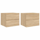 Wall-mounted Bedside Cabinets with LED Lights 2 pcs Sonoma Oak 836817