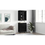 Highboard 2 pcs Black oak Engineered wood 3394523