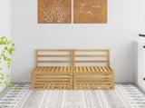 2 Piece Outdoor Middle Sofa Solid Acacia Wood White 901498