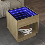 ZNTS Coffee Table with Infinity LED Sonoma Oak 50x50x50 cm 847653