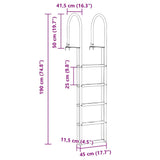 5-Step Dock Ladder Silver 45 11.5 190 cm Aluminum 42011355