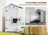 Small Shed, Tall Slim Wooden Garden Shed with 3 Removable Shelves and Roof Hatch, Compact Outdoor T3398P549450