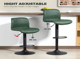 Bar Stools Set of 2, PU Leather Barstools with Backrest and Footrest for Kitchen, Counter, Breakfast T3398P423547