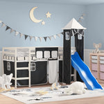 ZNTS Kids' Loft Bed with Tower without Mattress White&Black 80x200cm 3207066