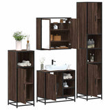 4 Piece Bathroom Furniture Set Brown Oak Engineered Wood 3301209