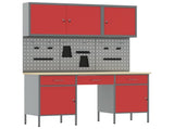 Work Cabinet 8 pcs Red and Grey Engineered Wood and Steel 3321453