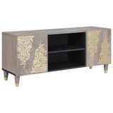 TV Cabinet with Shelf Grey 105 x 33 x 46 cm Solid Mango Wood 4018772