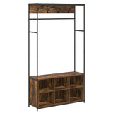Coat Stand with Shoes Bench Smoked Oak 100 x 32 x 180.5 cm 8012034