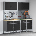 ZNTS 10 Piece Work Cabinet and Pegboard Set - Black MDF and Metal 3321482