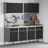 ZNTS 10 Piece Work Cabinet and Pegboard Set - Black MDF and Metal 3321482