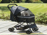 Pet Stroller Pushchair Foldable Travel Dog Cat Carriage w/ Reversible Handle Brake Basket T3398P349570